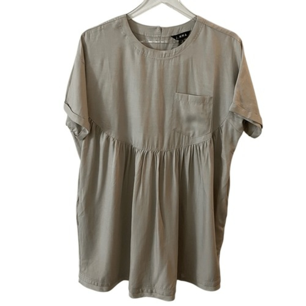 J.NNA Beige Tan Babydoll Style Tunic Mini Dress Top size small NWT‎